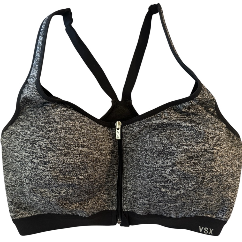 Victoria's Secret Gray and Black Sports Bra with Racerback